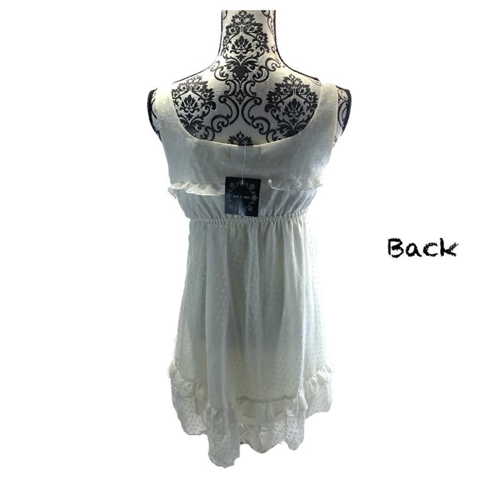 NWT SAM&MAX OFF WHITE SHEER POKADOT DRESS - Picture 10 of 11
